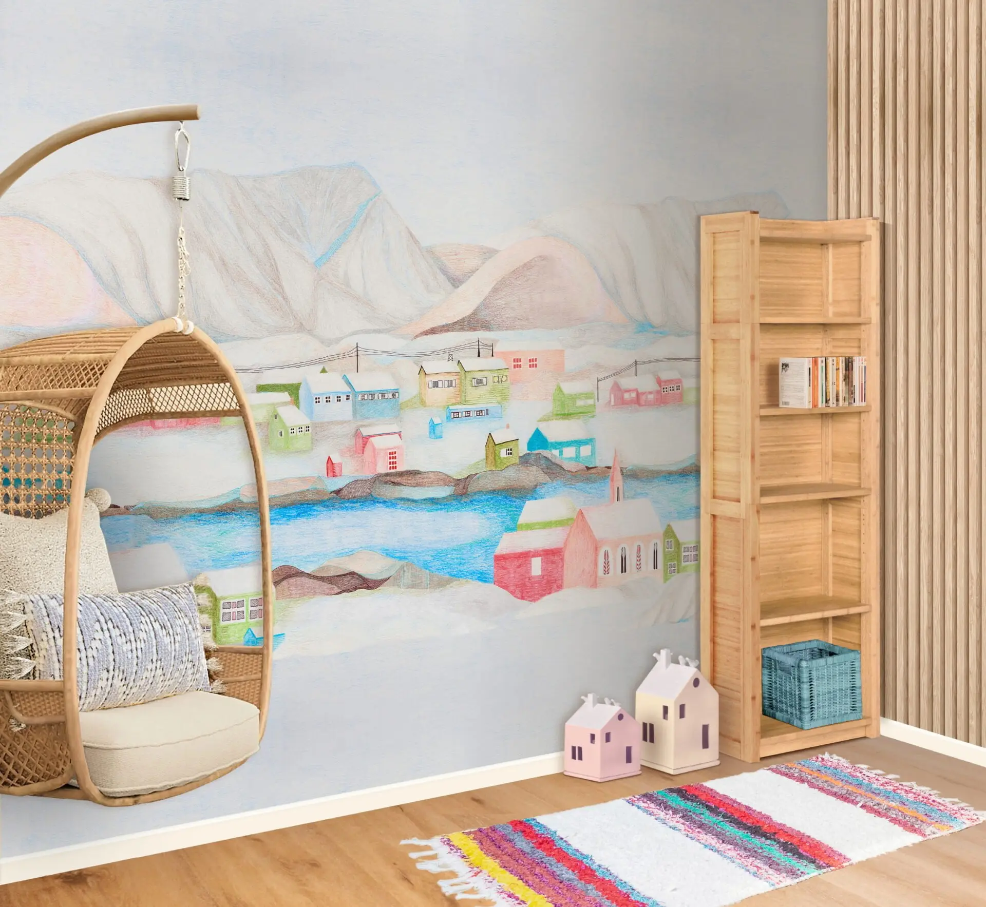 Meuble bas SOLO en bambou dans une chambre d'enfant
